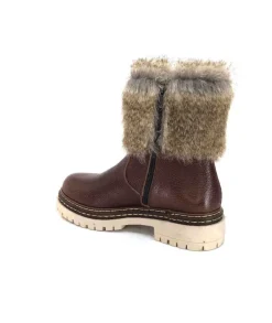 Ivoire-354 Ivoire 108523 Cuir Graine Marron*Femme Bottines