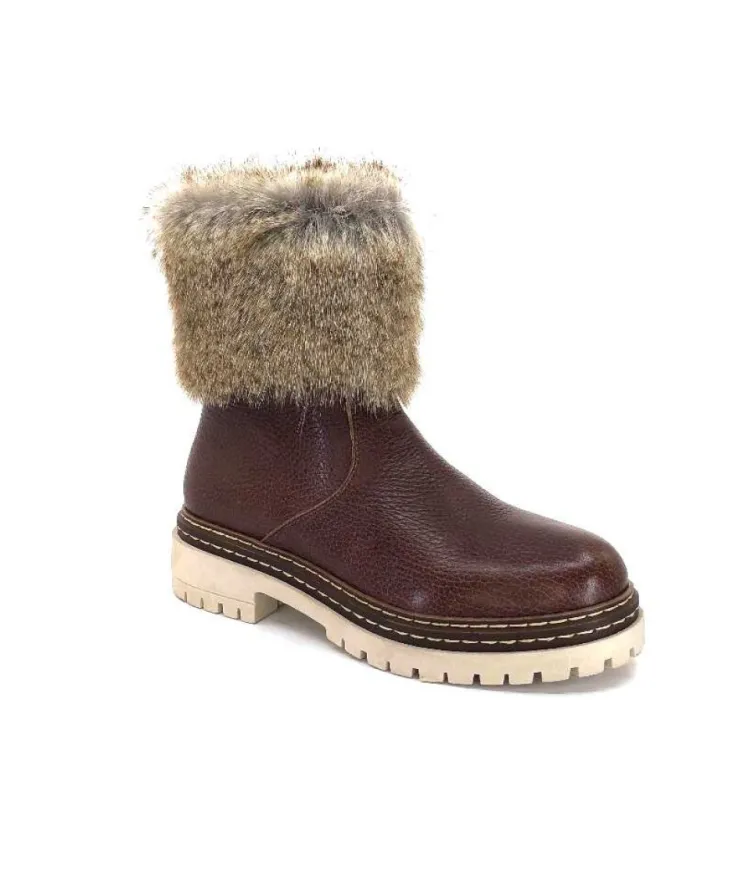 Ivoire-354 Ivoire 108523 Cuir Graine Marron*Femme Bottines