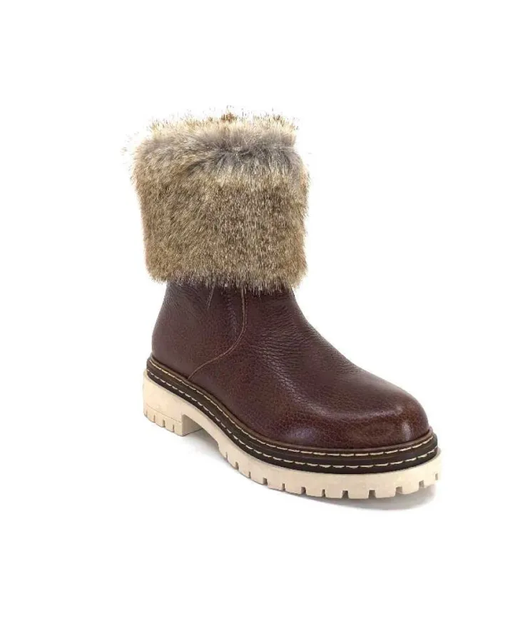 Ivoire-354 Ivoire 108523 Cuir Graine Marron*Femme Bottines