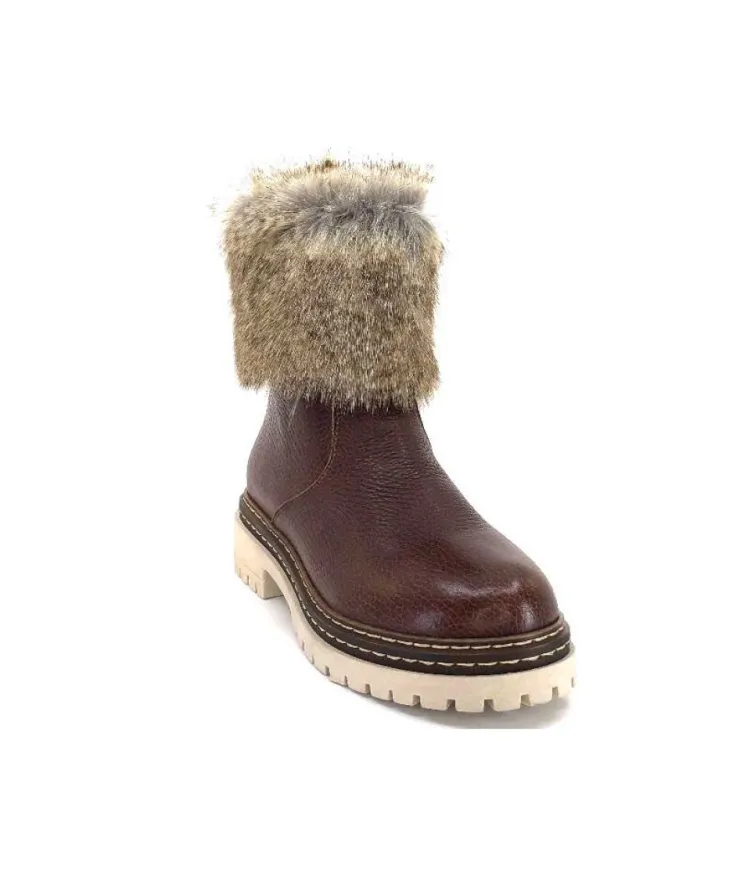 Ivoire-354 Ivoire 108523 Cuir Graine Marron*Femme Bottines