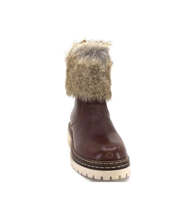 Ivoire-354 Ivoire 108523 Cuir Graine Marron*Femme Bottines