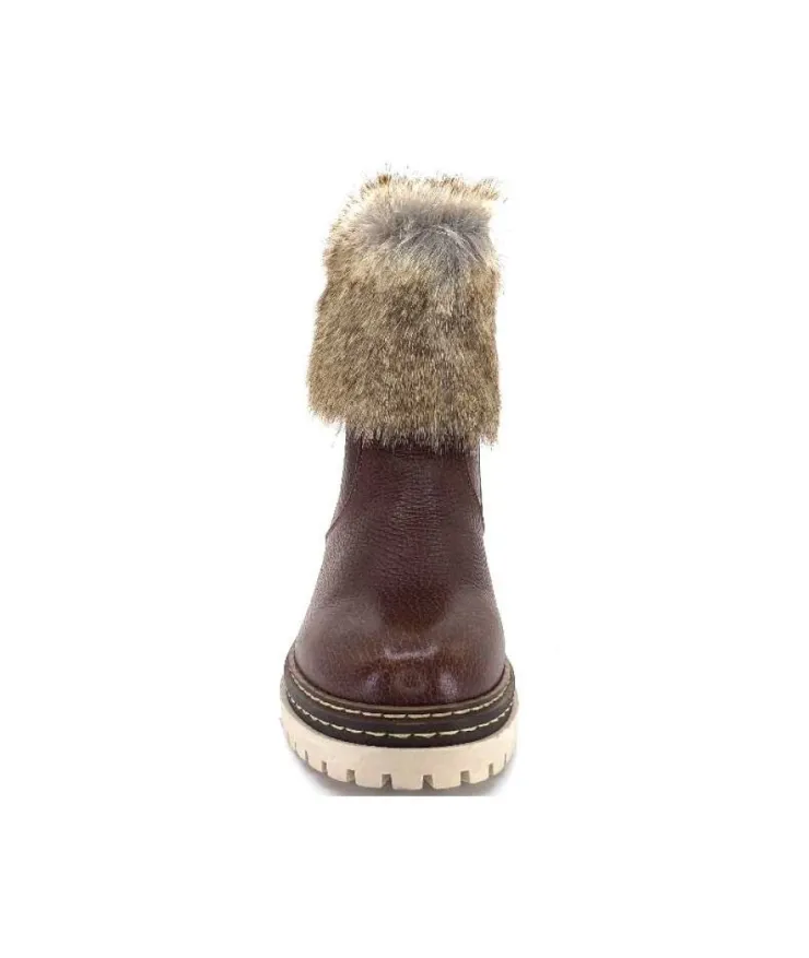 Ivoire-354 Ivoire 108523 Cuir Graine Marron*Femme Bottines
