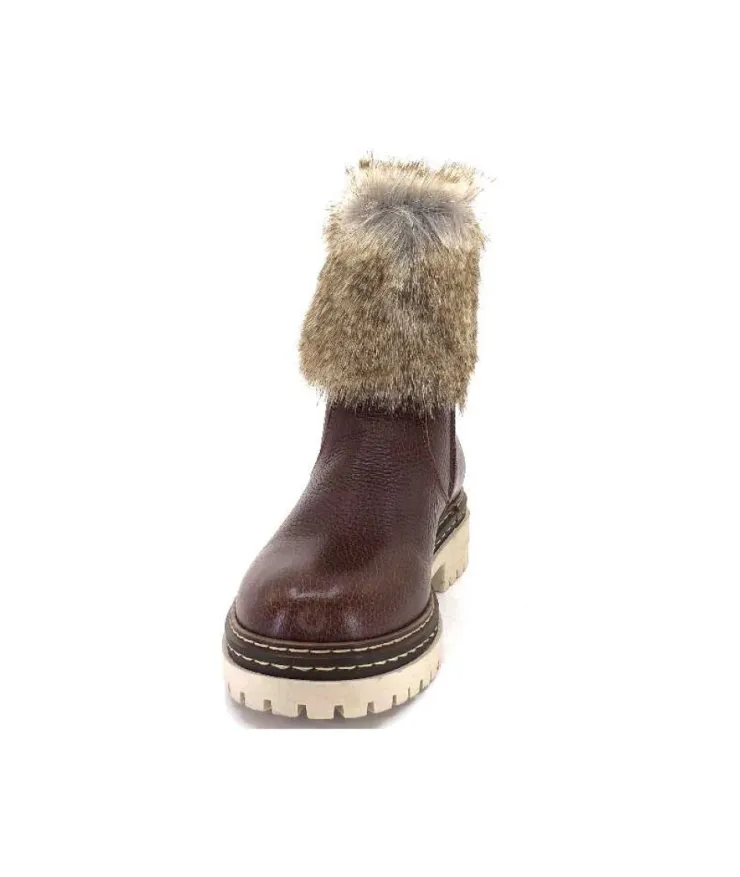 Ivoire-354 Ivoire 108523 Cuir Graine Marron*Femme Bottines