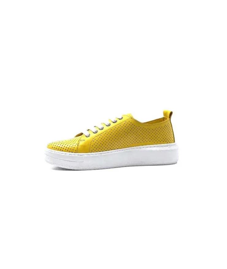 s and m / shoes market Ivoire 382.510 Cuir Jaune Moutarde*Femme Baskets