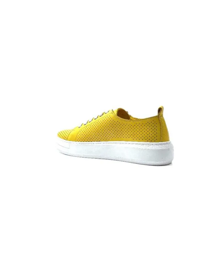 s and m / shoes market Ivoire 382.510 Cuir Jaune Moutarde*Femme Baskets