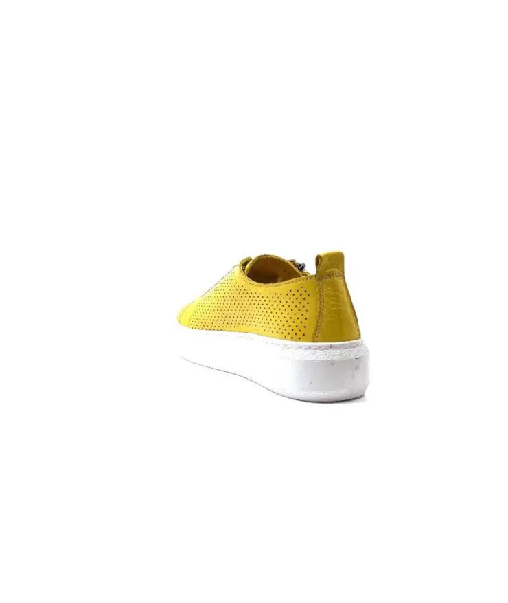 s and m / shoes market Ivoire 382.510 Cuir Jaune Moutarde*Femme Baskets