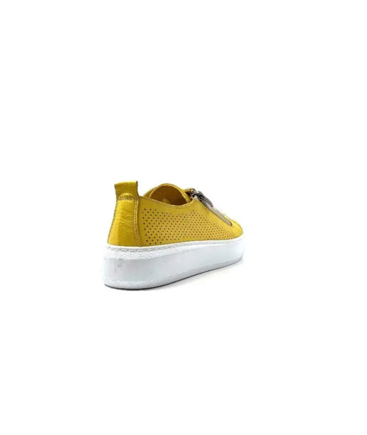 s and m / shoes market Ivoire 382.510 Cuir Jaune Moutarde*Femme Baskets