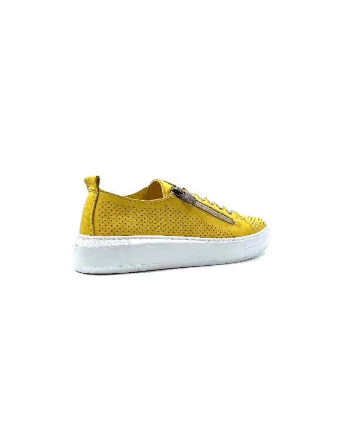s and m / shoes market Ivoire 382.510 Cuir Jaune Moutarde*Femme Baskets