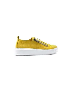 s and m / shoes market Ivoire 382.510 Cuir Jaune Moutarde*Femme Baskets