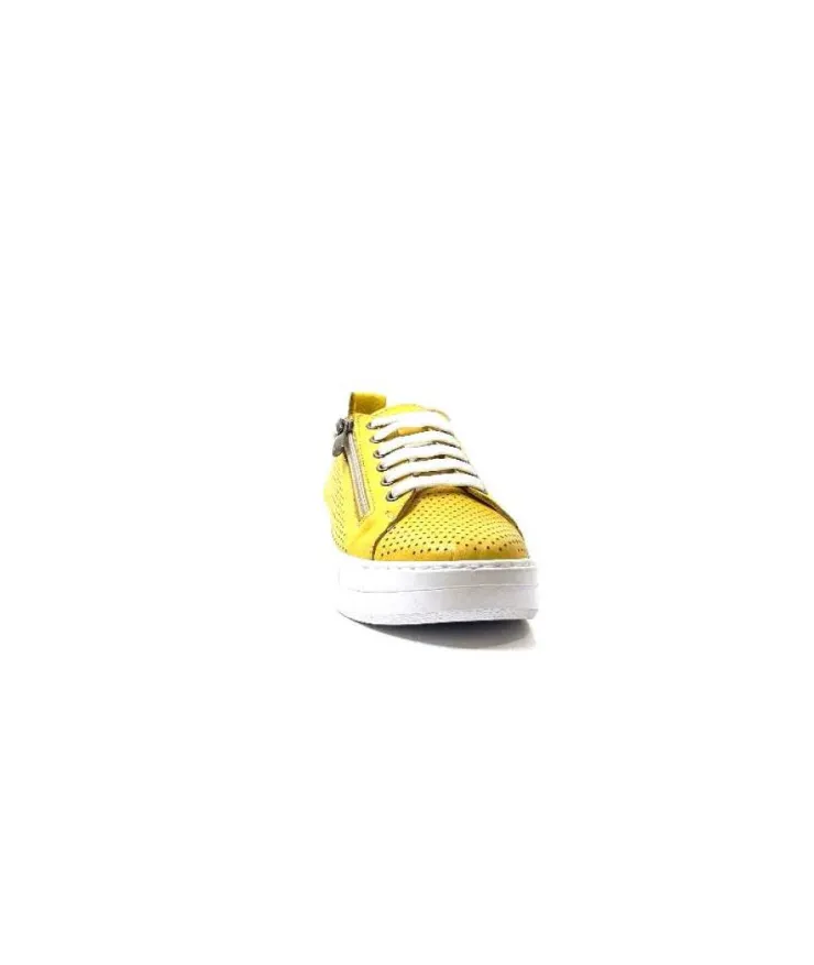 s and m / shoes market Ivoire 382.510 Cuir Jaune Moutarde*Femme Baskets