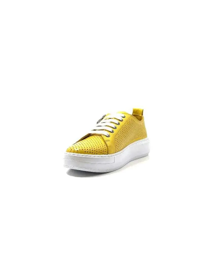 s and m / shoes market Ivoire 382.510 Cuir Jaune Moutarde*Femme Baskets