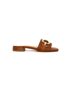 Ivoire0346a Ivoire 22682 Cuir Marron*Femme Mules