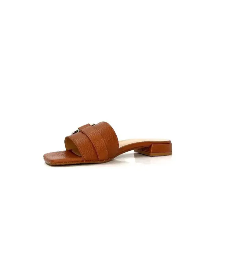 Ivoire0346a Ivoire 22682 Cuir Marron*Femme Mules