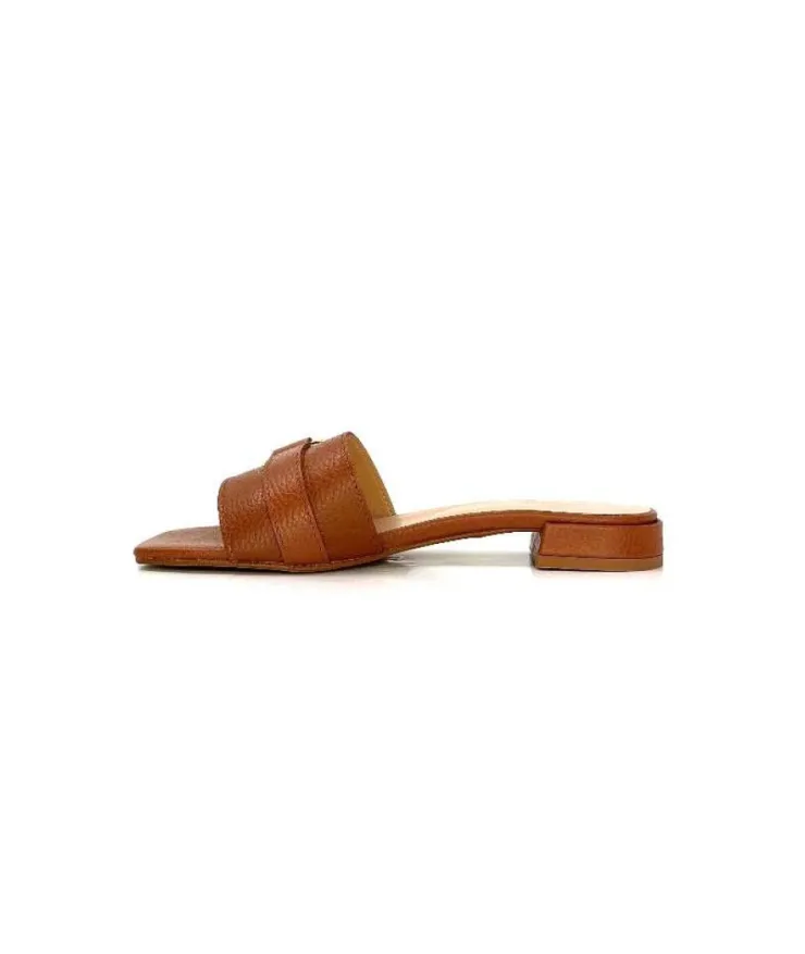 Ivoire0346a Ivoire 22682 Cuir Marron*Femme Mules