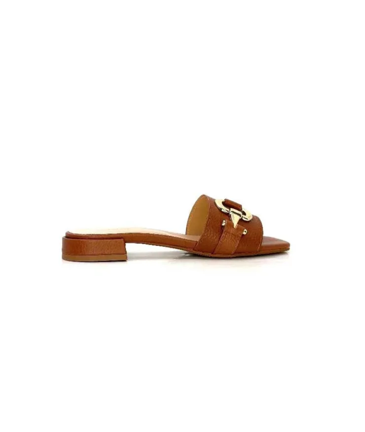 Ivoire0346a Ivoire 22682 Cuir Marron*Femme Mules