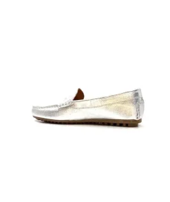 Ivoire0209b Ivoire 10322 Cuir Metal Argent*Femme Mocassins
