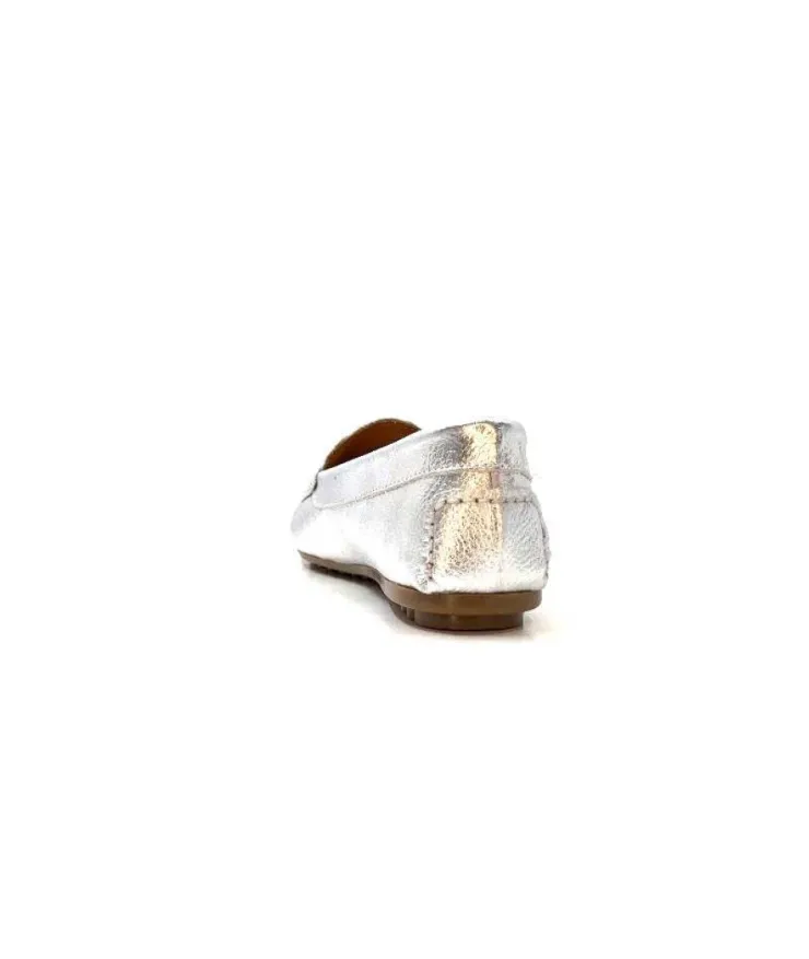 Ivoire0209b Ivoire 10322 Cuir Metal Argent*Femme Mocassins