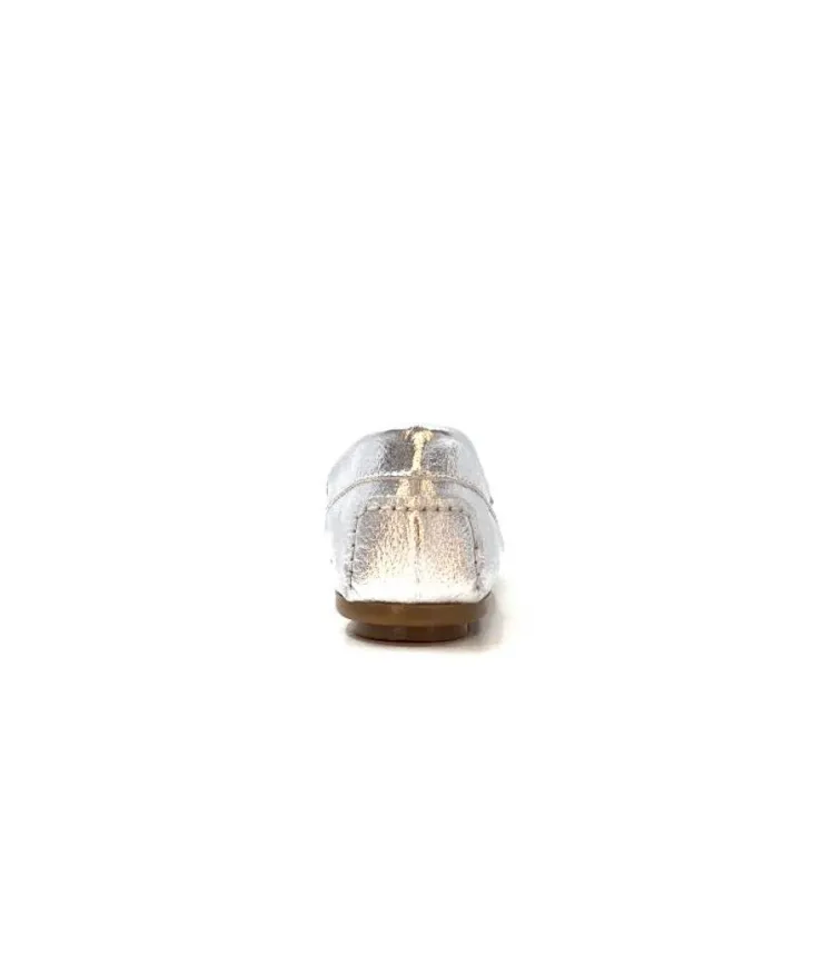 Ivoire0209b Ivoire 10322 Cuir Metal Argent*Femme Mocassins