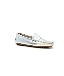 Ivoire0209b Ivoire 10322 Cuir Metal Argent*Femme Mocassins