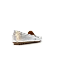 Ivoire0209b Ivoire 10322 Cuir Metal Argent*Femme Mocassins