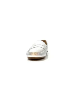 Ivoire0209b Ivoire 10322 Cuir Metal Argent*Femme Mocassins