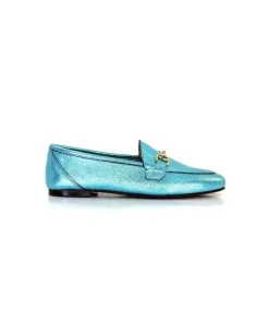 Ivoire0209b Ivoire 12588 Cuir Metal Azul*Femme Mocassins