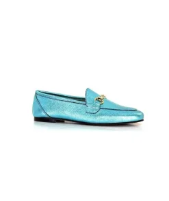 Ivoire0209b Ivoire 12588 Cuir Metal Azul*Femme Mocassins