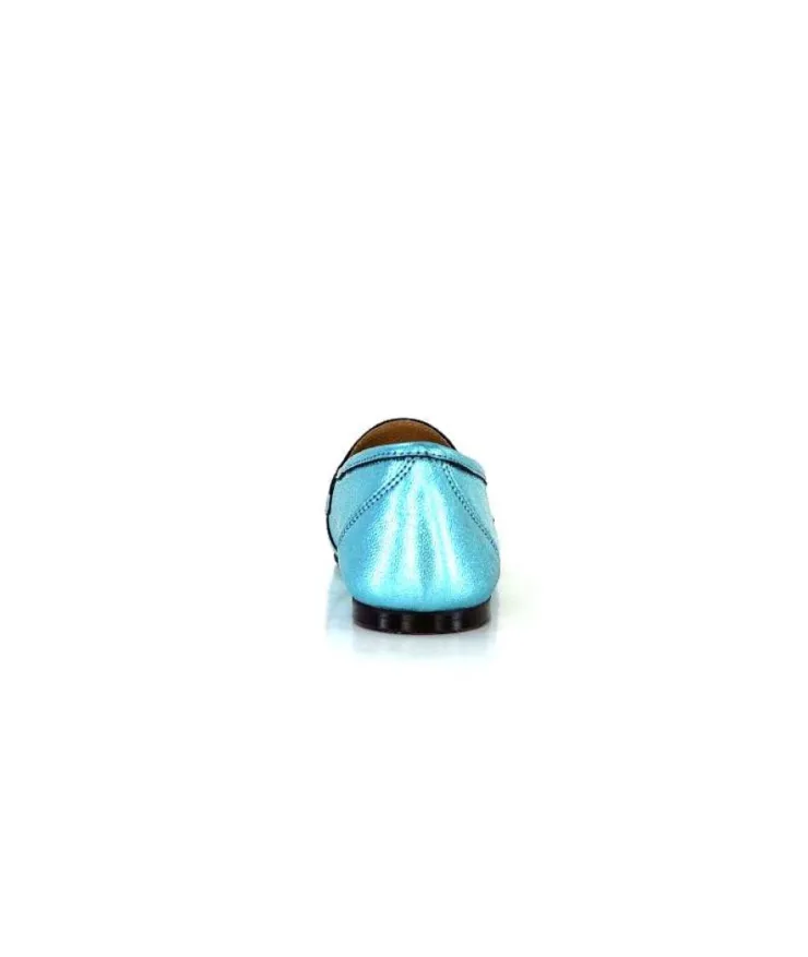 Ivoire0209b Ivoire 12588 Cuir Metal Azul*Femme Mocassins