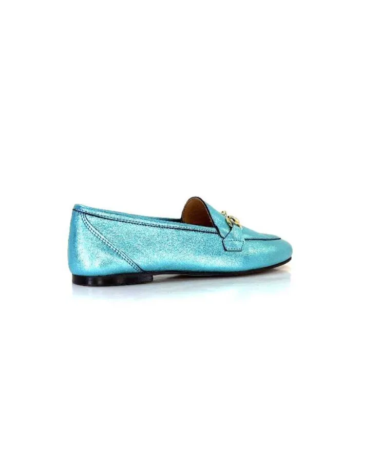 Ivoire0209b Ivoire 12588 Cuir Metal Azul*Femme Mocassins