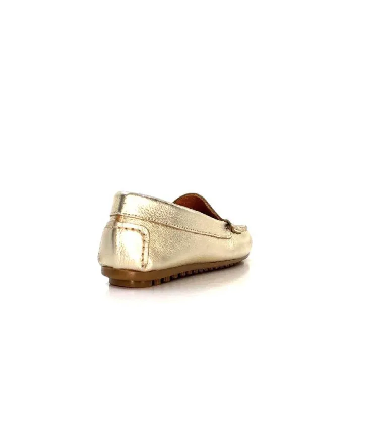 Ivoire0209b Ivoire 10322 Cuir Metal Platine*Femme Mocassins