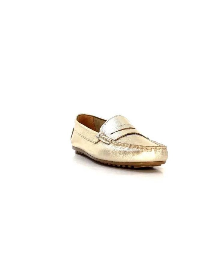 Ivoire0209b Ivoire 10322 Cuir Metal Platine*Femme Mocassins