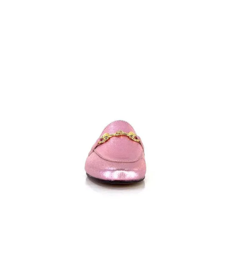 Ivoire0209b Ivoire 12588 Cuir Metal Rose*Femme Mocassins