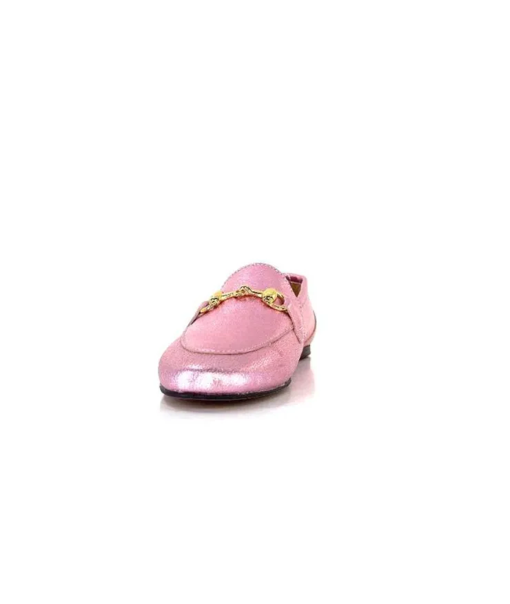 Ivoire0209b Ivoire 12588 Cuir Metal Rose*Femme Mocassins