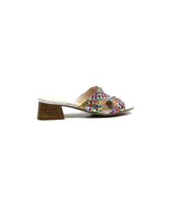 Ivoire0303 Ivoire 23041 Cuir Multicolore*Femme Mules