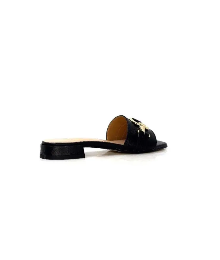 Ivoire0346a Ivoire 22682 Cuir Noir*Femme Mules
