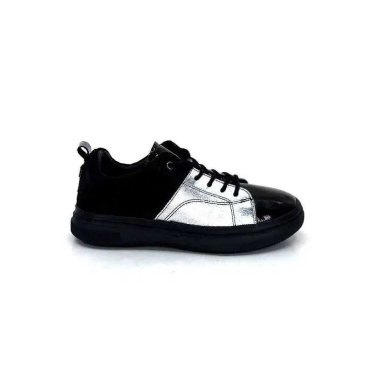 Ivoire0401a Ivoire 500-353 Cuir Noir & Argente*Femme Baskets