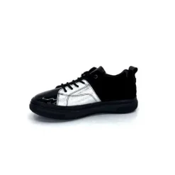 Ivoire0401a Ivoire 500-353 Cuir Noir & Argente*Femme Baskets