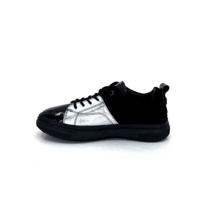 Ivoire0401a Ivoire 500-353 Cuir Noir & Argente*Femme Baskets