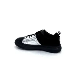 Ivoire0401a Ivoire 500-353 Cuir Noir & Argente*Femme Baskets