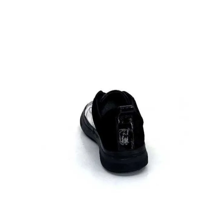 Ivoire0401a Ivoire 500-353 Cuir Noir & Argente*Femme Baskets