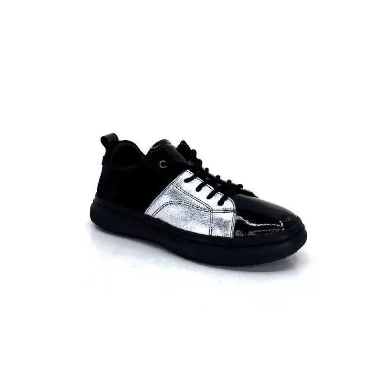 Ivoire0401a Ivoire 500-353 Cuir Noir & Argente*Femme Baskets