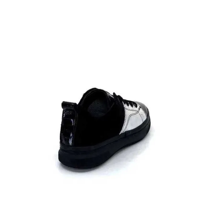Ivoire0401a Ivoire 500-353 Cuir Noir & Argente*Femme Baskets