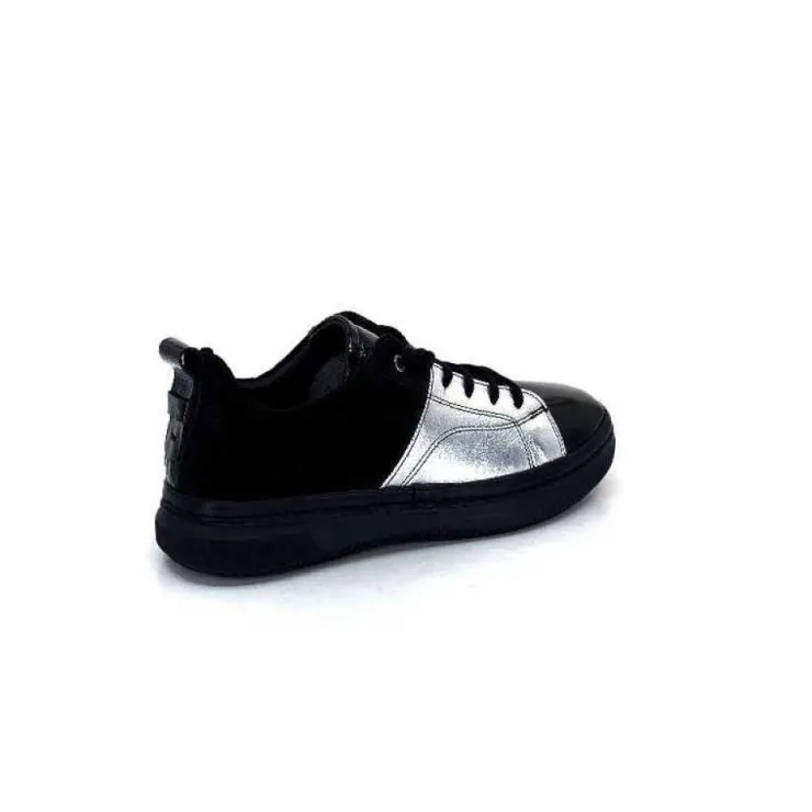 Ivoire0401a Ivoire 500-353 Cuir Noir & Argente*Femme Baskets
