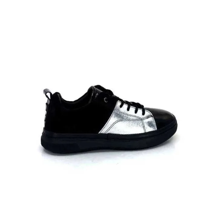 Ivoire0401a Ivoire 500-353 Cuir Noir & Argente*Femme Baskets