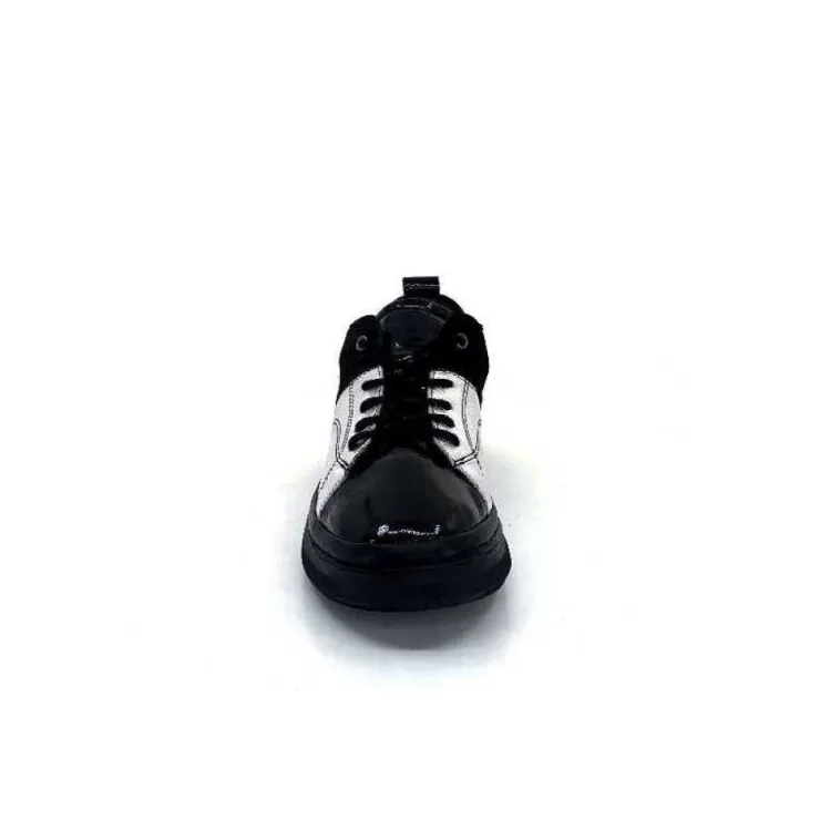 Ivoire0401a Ivoire 500-353 Cuir Noir & Argente*Femme Baskets