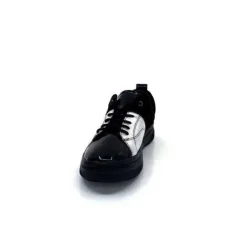 Ivoire0401a Ivoire 500-353 Cuir Noir & Argente*Femme Baskets