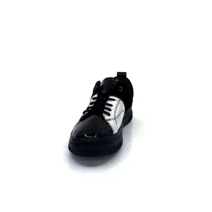 Ivoire0401a Ivoire 500-353 Cuir Noir & Argente*Femme Baskets