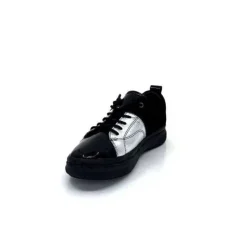Ivoire0401a Ivoire 500-353 Cuir Noir & Argente*Femme Baskets
