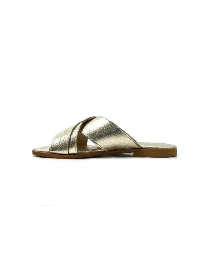 Ivoire0346a Ivoire 22681 Cuir Or*Femme Mules