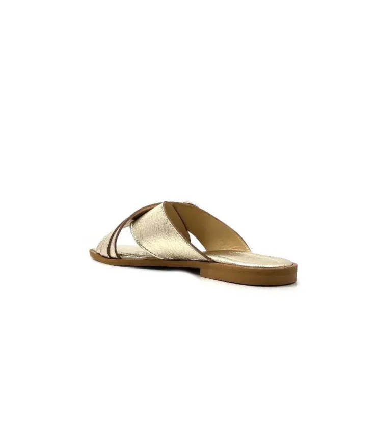 Ivoire0346a Ivoire 22681 Cuir Or*Femme Mules